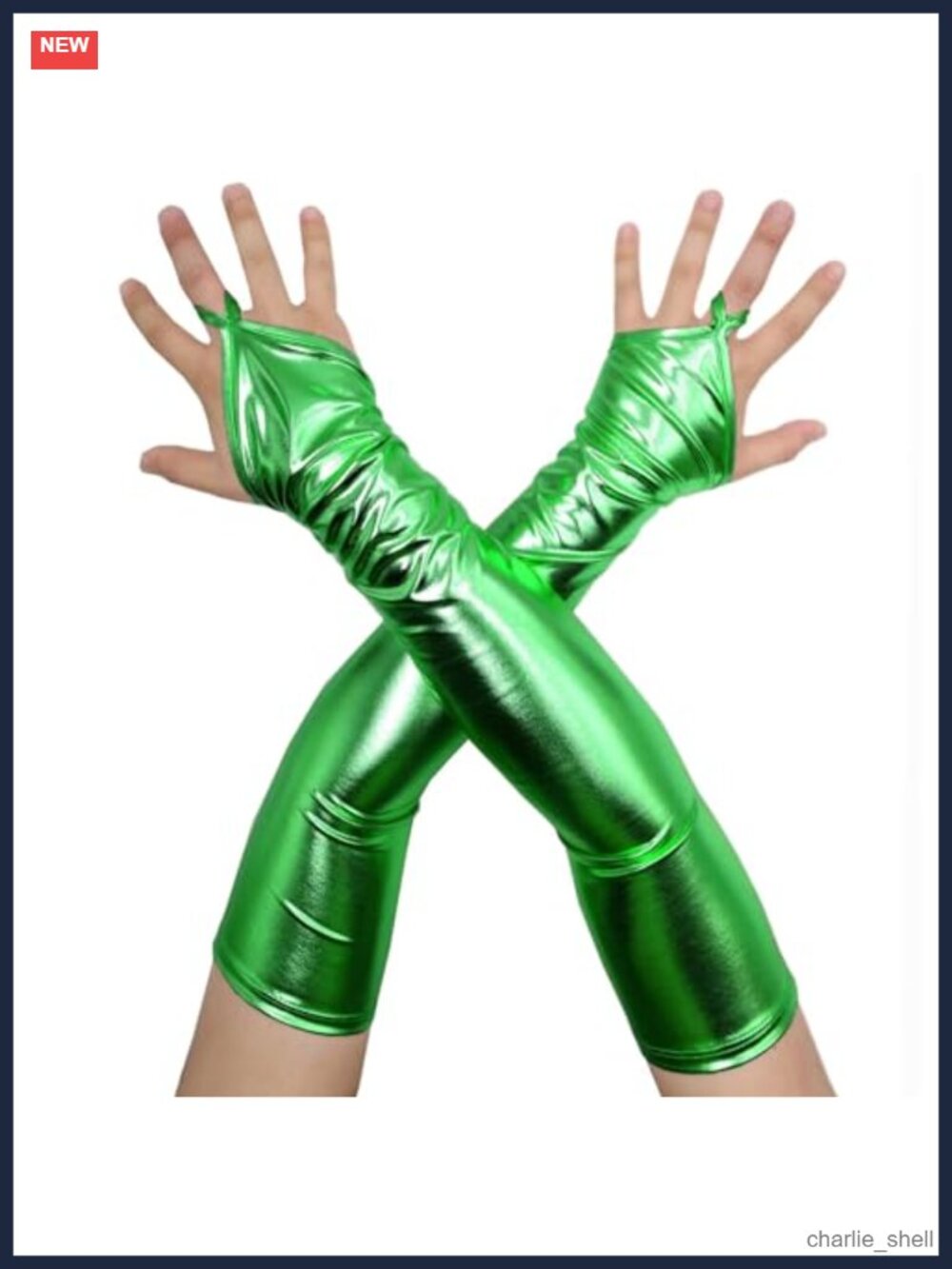 Unisex Adult 19" Shiny Metallic Fingerless Costume Gloves